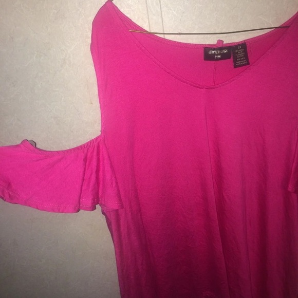 hot pink off shoulder blouse - Picture 1 of 2